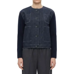 Fabiana Filippi Jacke aus Denim und Strick dunkelblau Jeansjacke