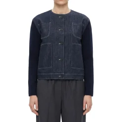 Fabiana Filippi Jacke aus Denim und Strick dunkelblau Jeansjacke