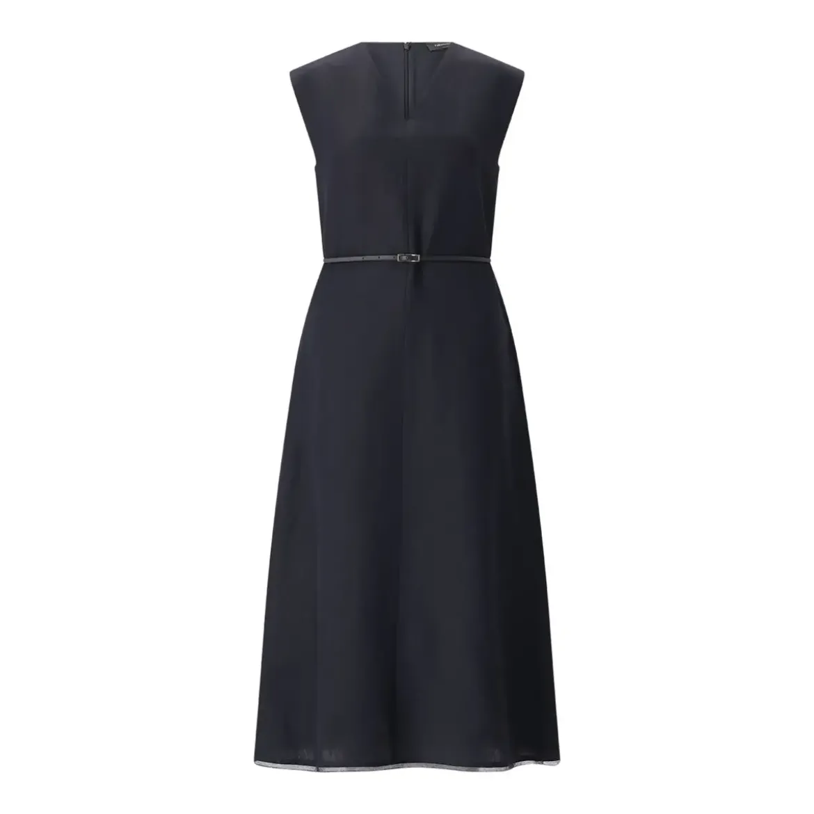 Fabiana Filippi Maxikleid aus Leinenmix dunkelblau Maxikleid