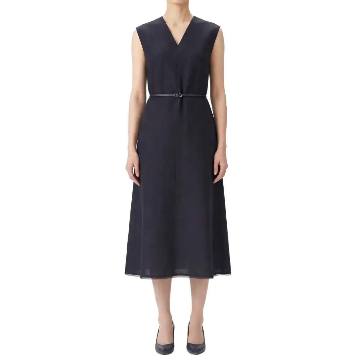 Fabiana Filippi Maxikleid aus Leinenmix dunkelblau Maxikleid