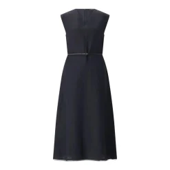 Fabiana Filippi Maxikleid aus Leinenmix dunkelblau Maxikleid