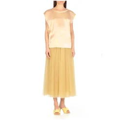 Fabiana Filippi Sleeveless Silk Top With All-Over Contrasting Colo Rosa Bluse