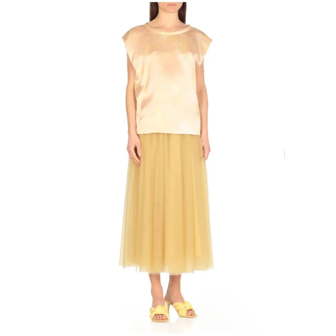 Fabiana Filippi Sleeveless Silk Top With All-Over Contrasting Colo Rosa Bluse
