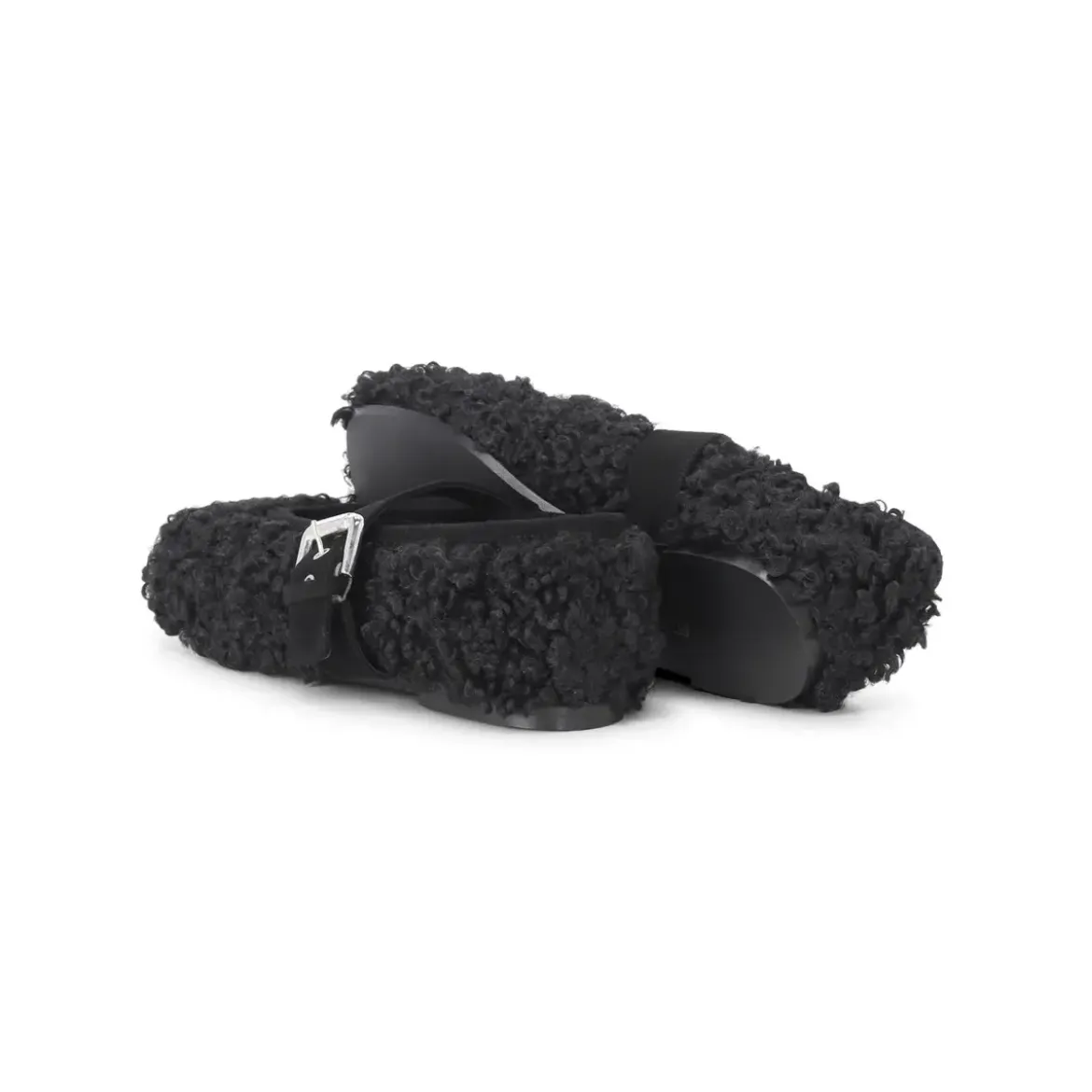 Fabio Rusconi Mary-Jane Ballerinas mit Teddyfell schwarz Schnürschuhe