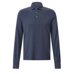 Fedeli Langarm-Poloshirt aus Baumwolle Dunkelblau Poloshirt