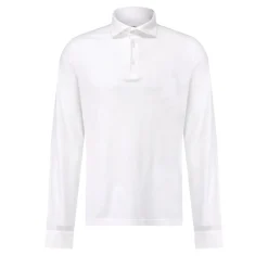 Fedeli Langarm-Poloshirt aus Baumwolle Weiß Poloshirt