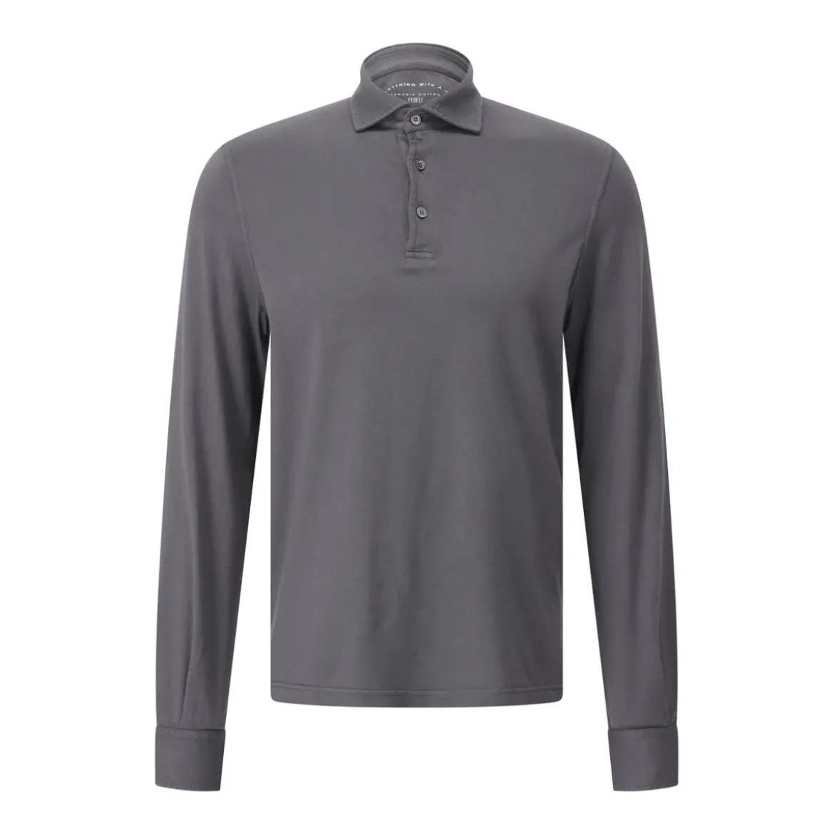 Fedeli Langarm-Poloshirt aus Baumwolle Anthrazit Poloshirt
