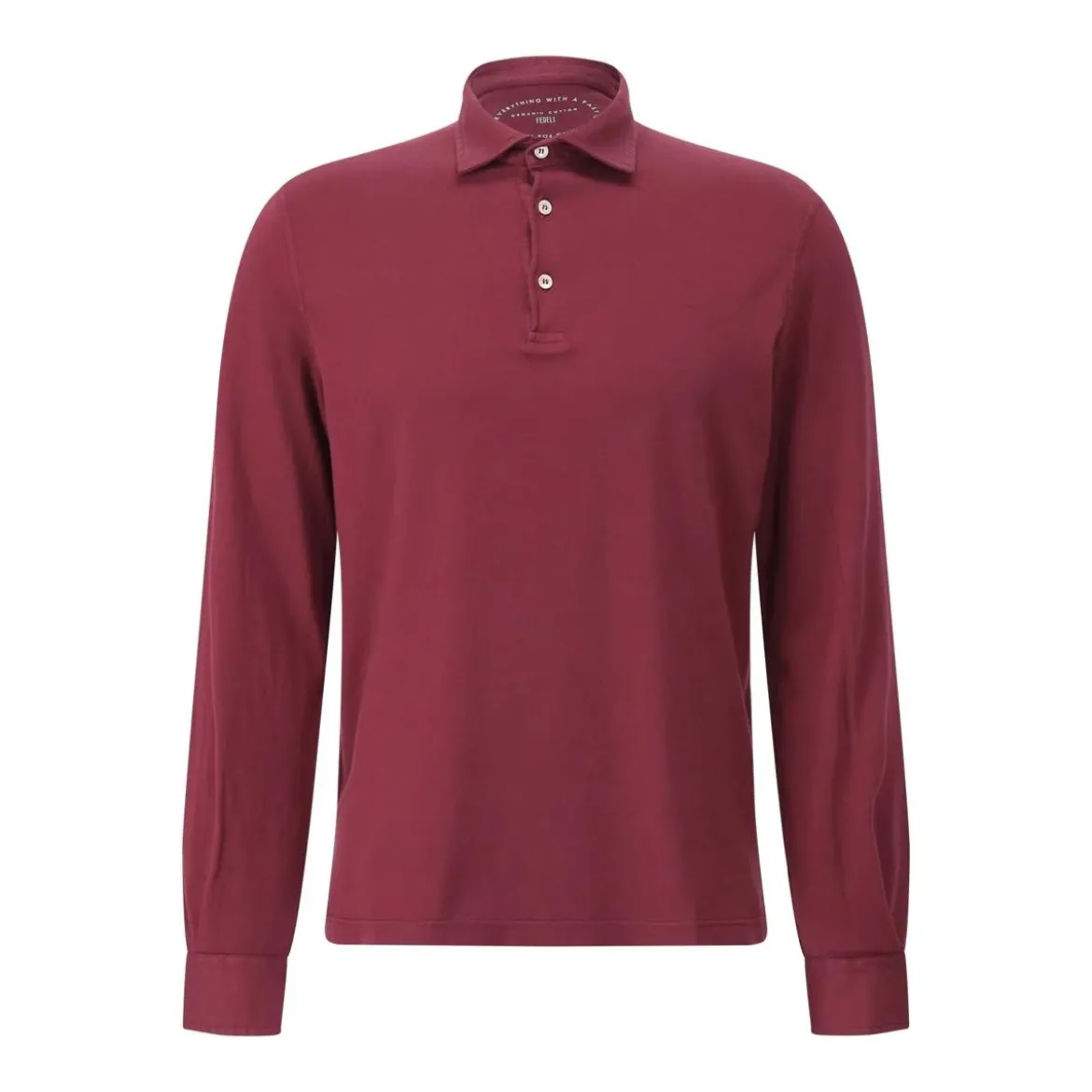 Fedeli Langarm-Poloshirt aus Baumwolle Dunkelrot Poloshirt
