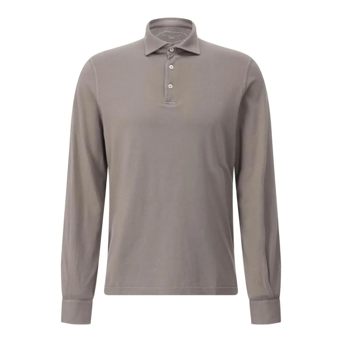 Fedeli Langarm-Poloshirt aus Baumwolle Braun Poloshirt