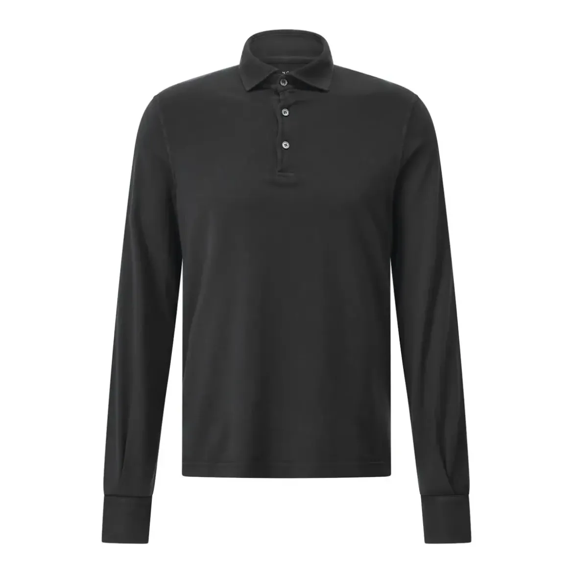 Fedeli Langarm-Poloshirt aus Baumwolle Schwarz Poloshirt