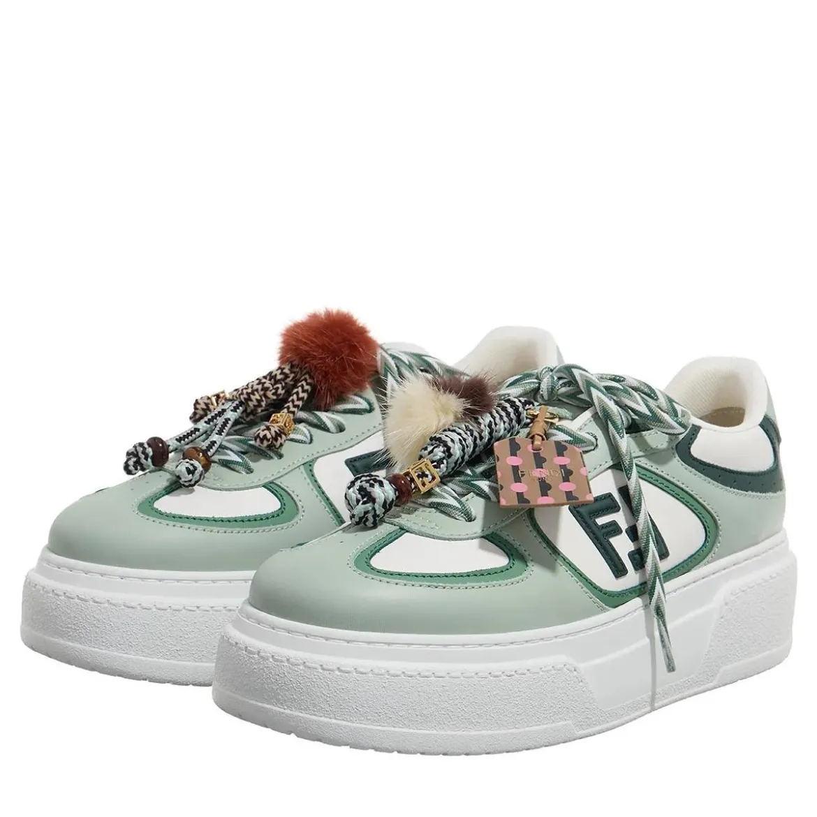 Fendi Match Platform Sneakers Green Plateau-Sneaker