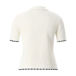 FRAME Gestricktes Shirt mit Lochmuster weiß T-Shirt