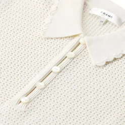 FRAME Gestricktes Shirt mit Lochmuster weiß T-Shirt