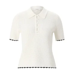 FRAME Gestricktes Shirt mit Lochmuster weiß T-Shirt