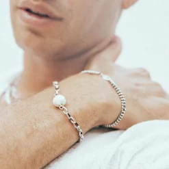 Haze & Glory Armband Gliderarmband - Chunky Perle 925 Silber silber Armband