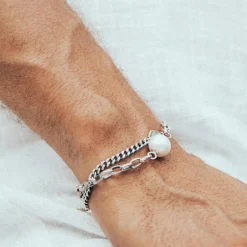 Haze & Glory Armband Gliderarmband - Chunky Perle 925 Silber silber Armband