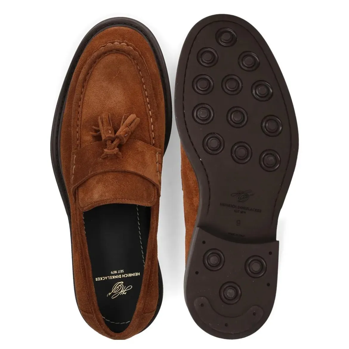 Heinrich Dinkelacker Der Florenz Tassel V Loafer in tiefem Braun kombin mittel-braun Monkstraps