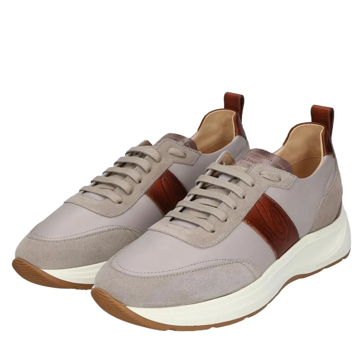 Heinrich Dinkelacker Der Toronto Sneaker CL in Weiß mit Bordeaux-Akzent grau Low-Top-Sneaker
