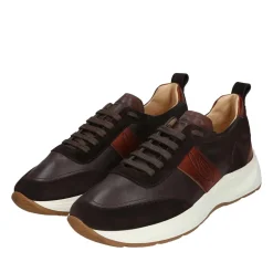 Heinrich Dinkelacker Der Toronto Sneaker CL in Weiß mit Bordeaux-Akzent dunkel-braun Low-Top-Sneaker