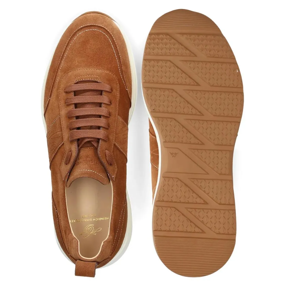 Heinrich Dinkelacker Sportliche Dynamik trifft auf zeitlose Eleganz: De mittel-braun Low-Top-Sneaker