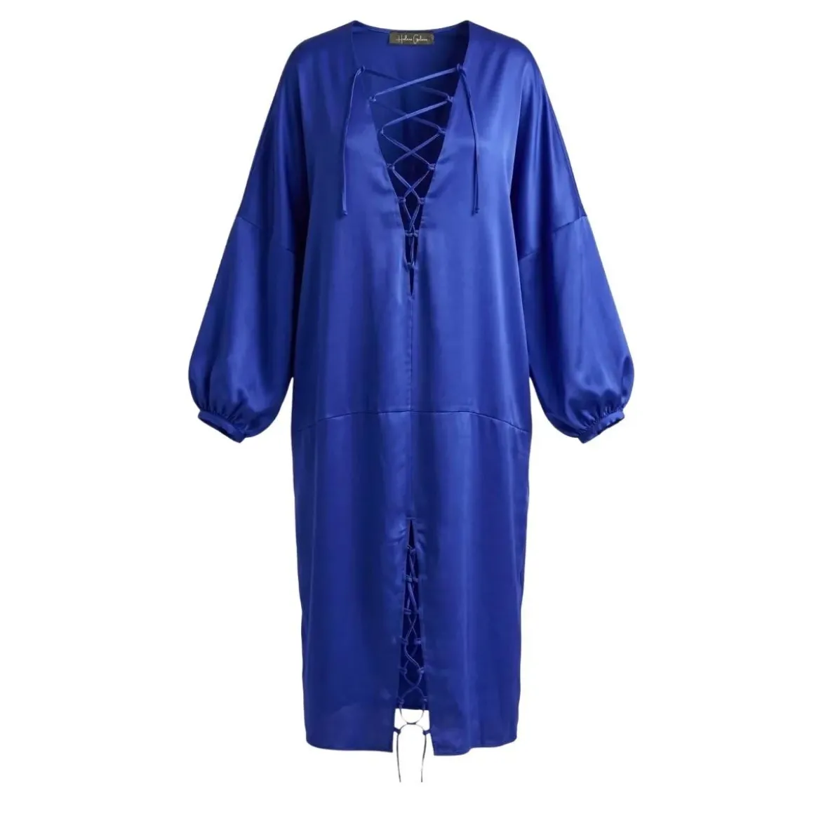 Helene Galwas Kleid aus Satinseide IVANARE blau Midikleid