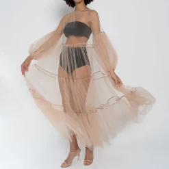 Helene Galwas Netzkleid ALENA nude Maxikleid