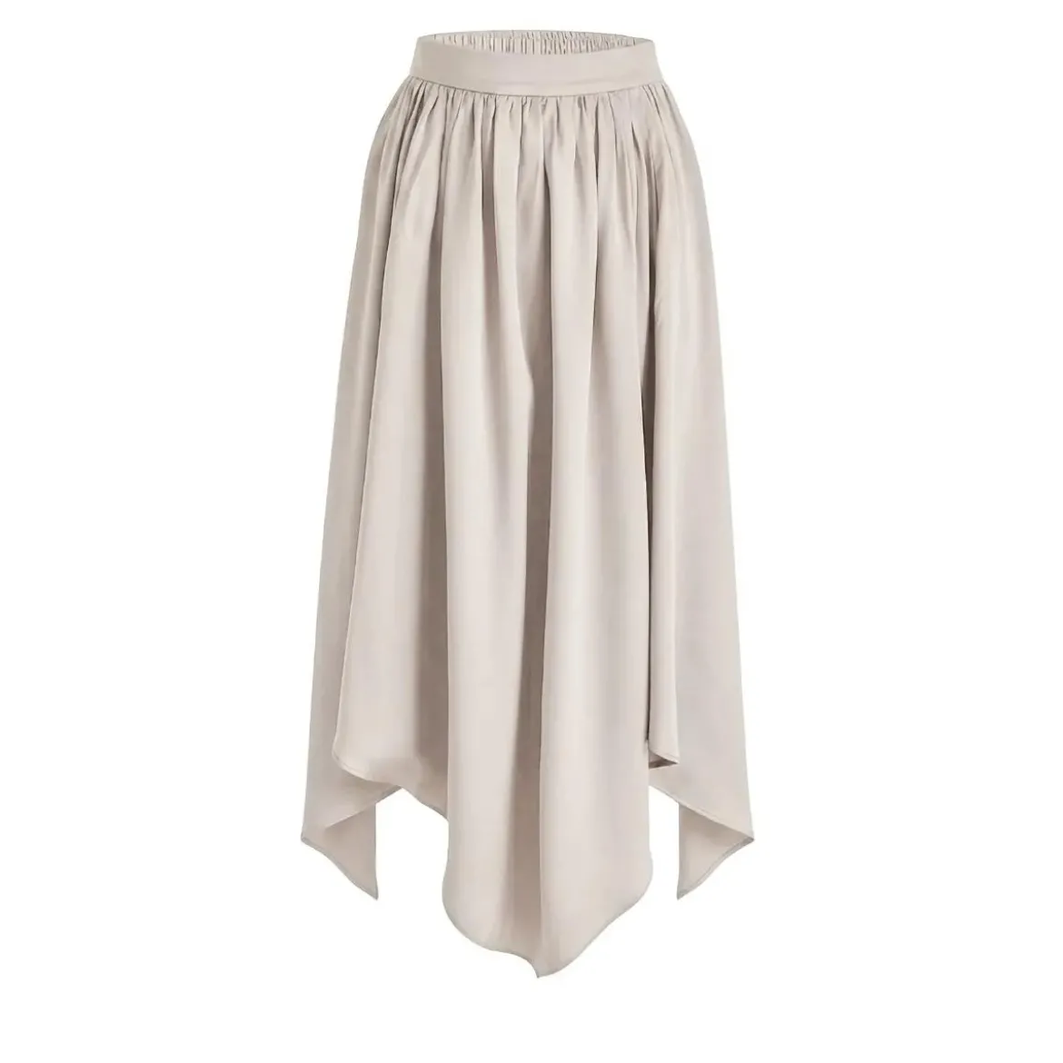 Helene Galwas Rock aus Seidensatin ILKARE beige Midirock