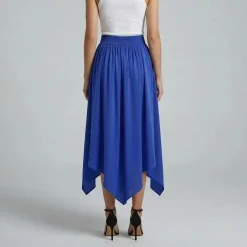 Helene Galwas Rock aus Seidensatin ILKARE blau Midirock