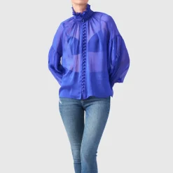 Helene Galwas Seidenbluse BABETT blau Bluse