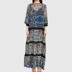 Helene Galwas Seidenkleid BENITA SEIDE blau Maxikleid