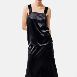 Helene Galwas Tanktop aus Seidensatin ALBINARE schwarz Top