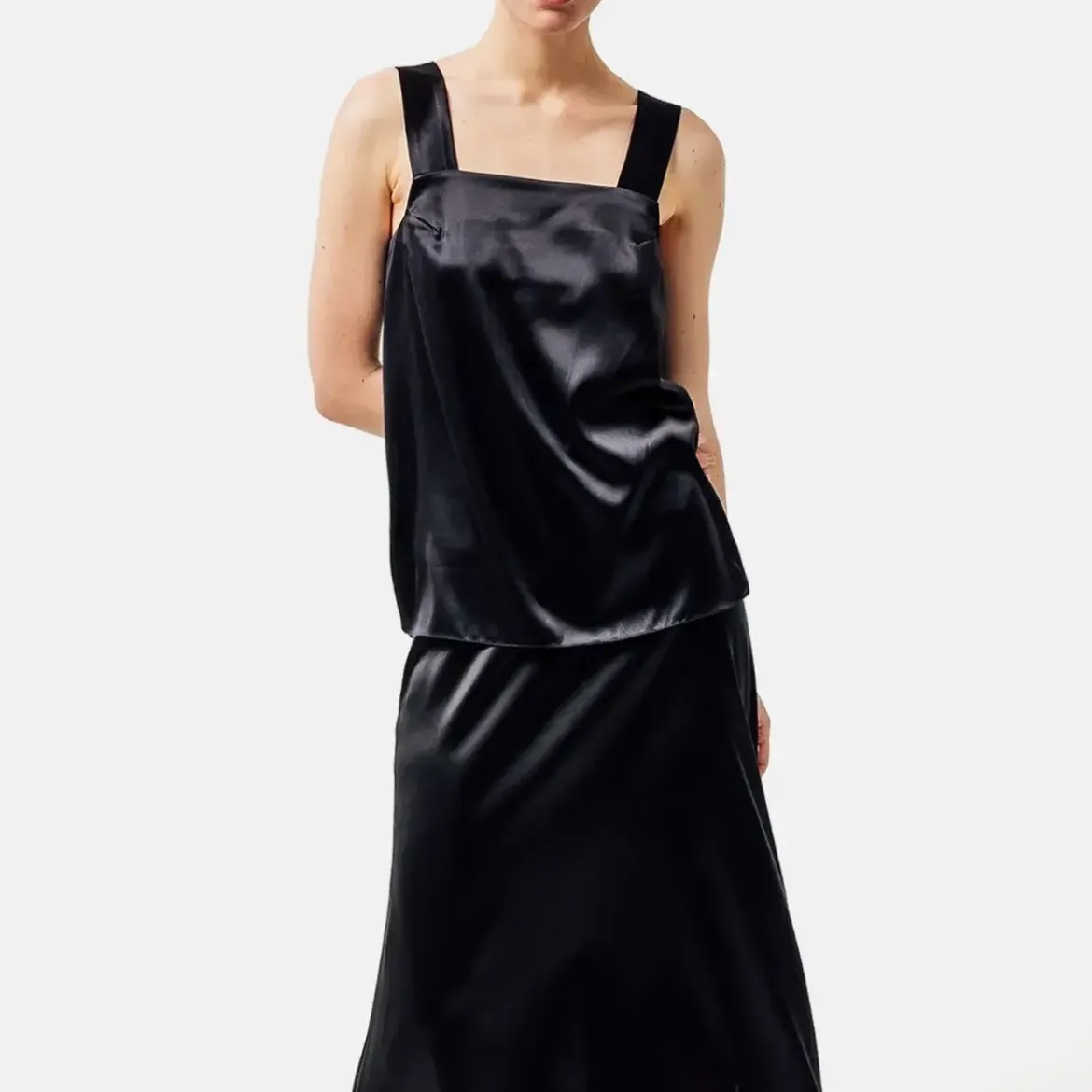 Helene Galwas Tanktop aus Seidensatin ALBINARE schwarz Top