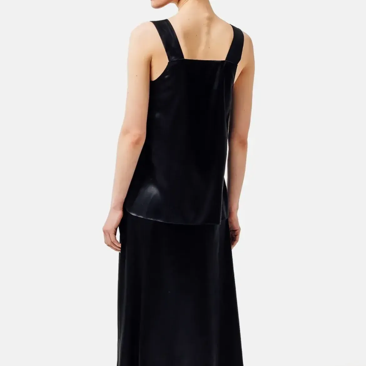 Helene Galwas Tanktop aus Seidensatin ALBINARE schwarz Top