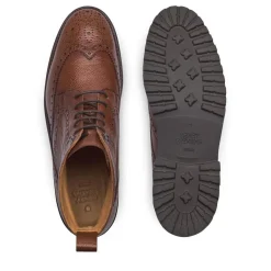 Henry Stevens Der handgemachte Winston Full-Brogue Derby Boot in mittel-braun Schnürstiefel