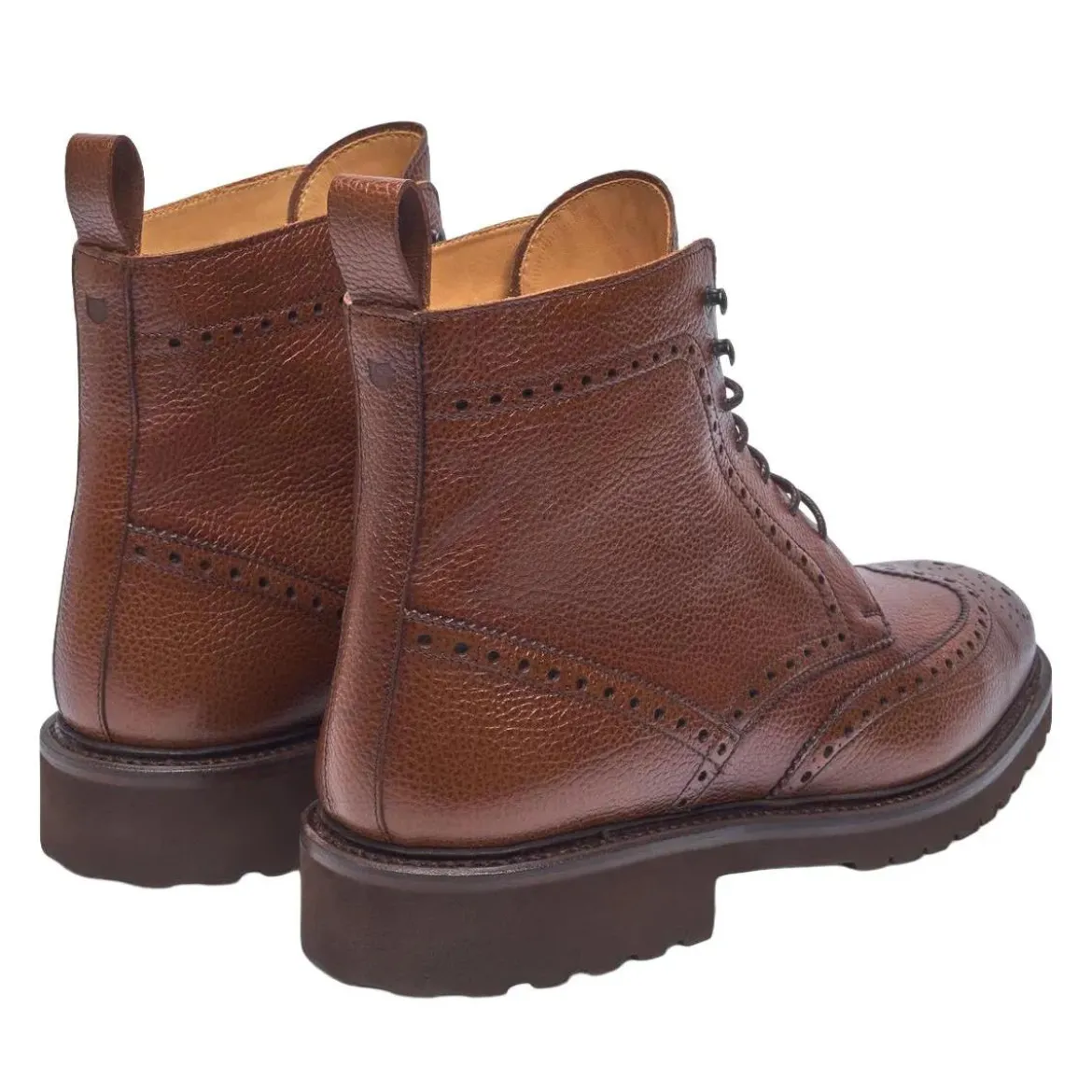 Henry Stevens Der handgemachte Winston Full-Brogue Derby Boot in mittel-braun Schnürstiefel