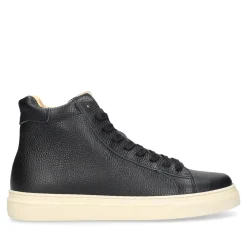 Henry Stevens Der Travis High-Top Sneaker in Schwarz ist aus gep schwarz Low-Top-Sneaker