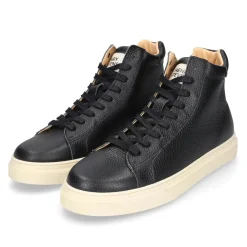 Henry Stevens Der Travis High-Top Sneaker in Schwarz ist aus gep schwarz Low-Top-Sneaker
