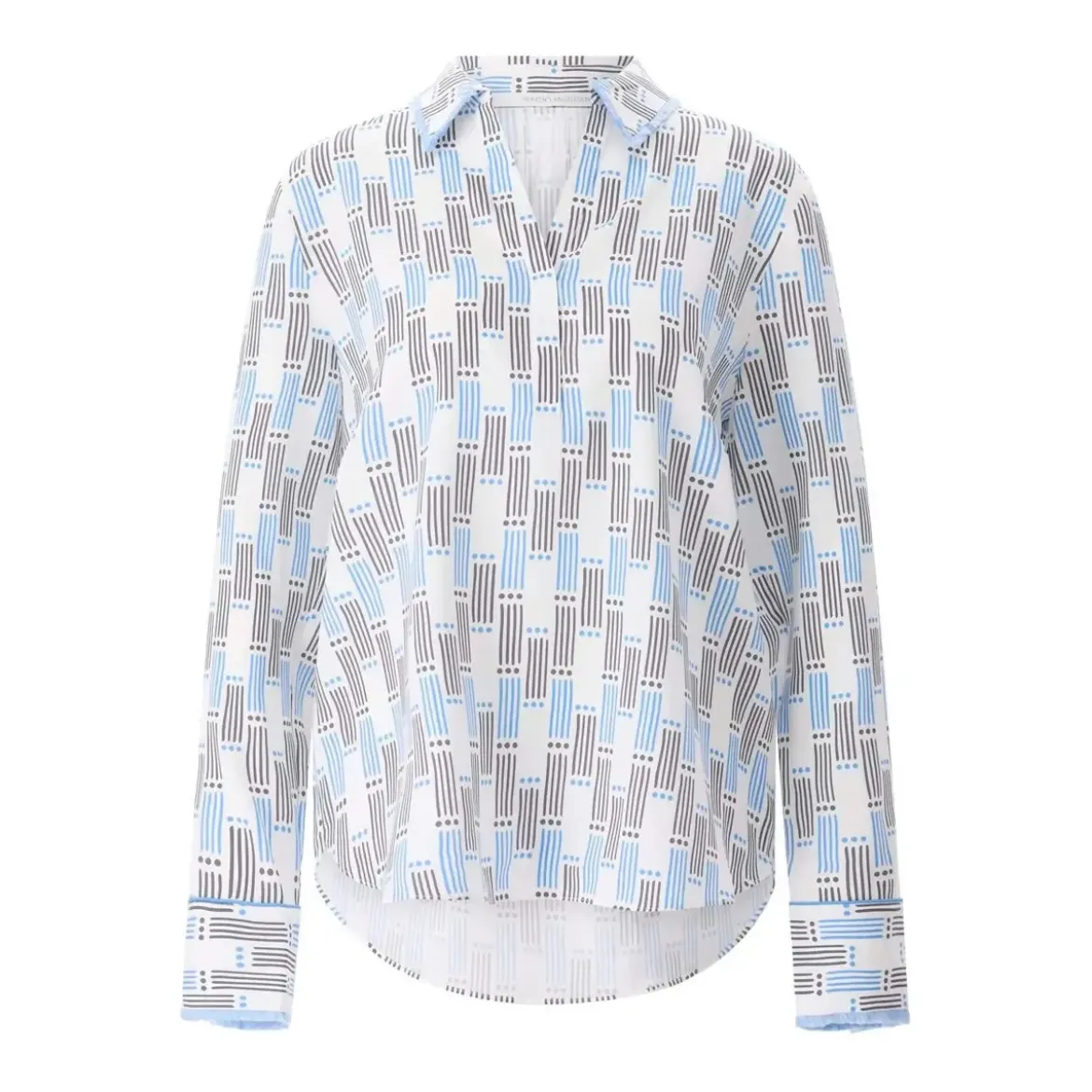 Herzensangelegenheit Seidenbluse mit Muster Weiß Bluse