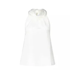 Hugo Top Charloti in Satin-Optik mit Bindeband Weiß Top
