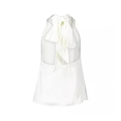 Hugo Top Charloti in Satin-Optik mit Bindeband Weiß Top
