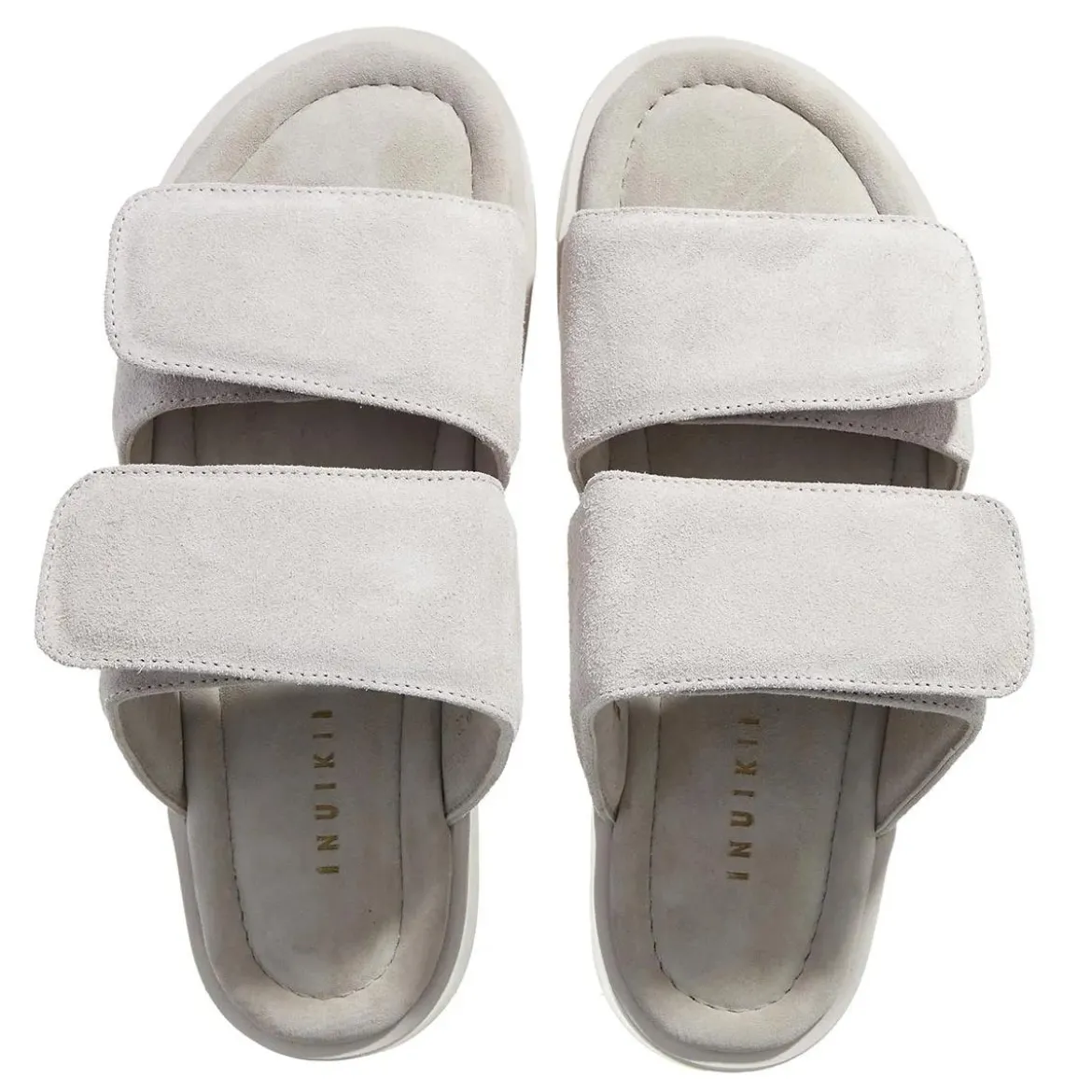 INUIKII Classic Suede Velcro Grey Slides