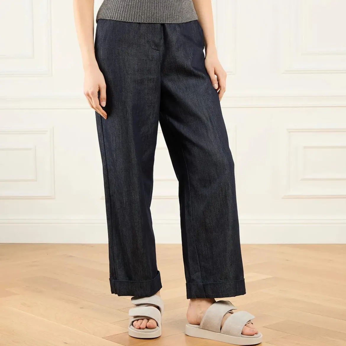 INUIKII Classic Suede Velcro Grey Slides