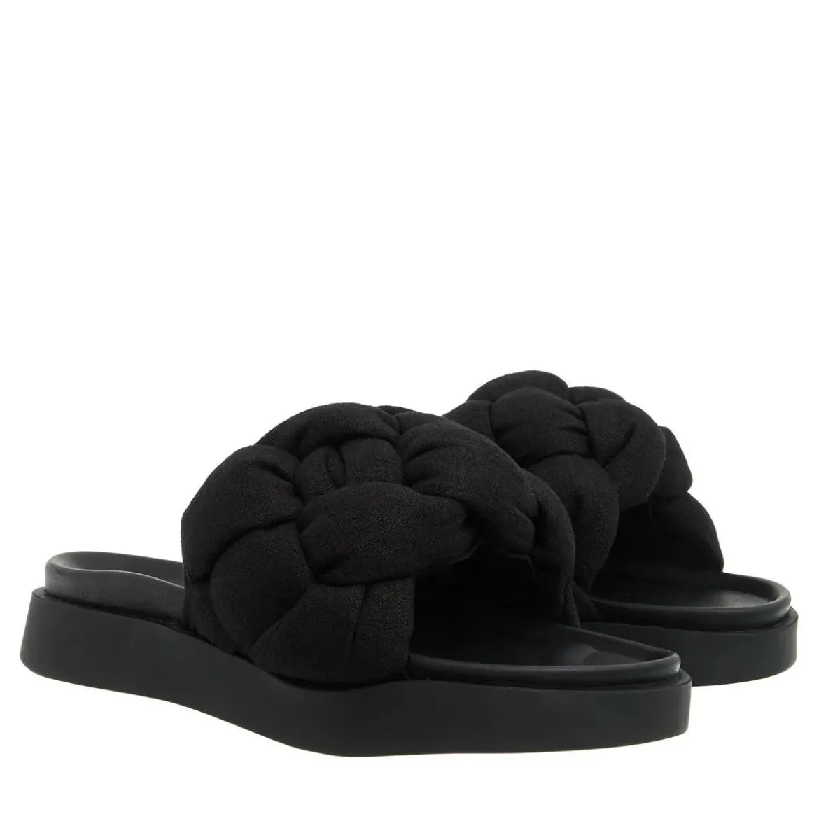 INUIKII Oversized Lino Braid Black Slides