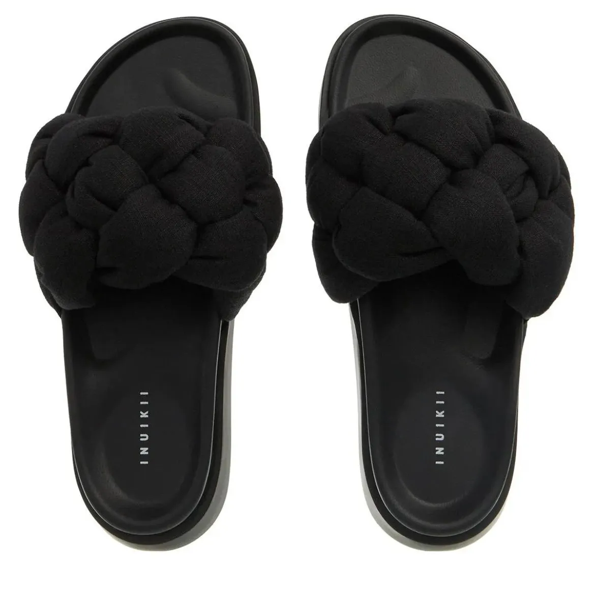 INUIKII Oversized Lino Braid Black Slides