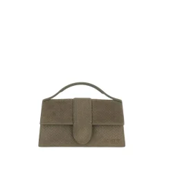 Jacquemus Structured Suede Leather Le Bambino Bag Grey Crossbody Bag