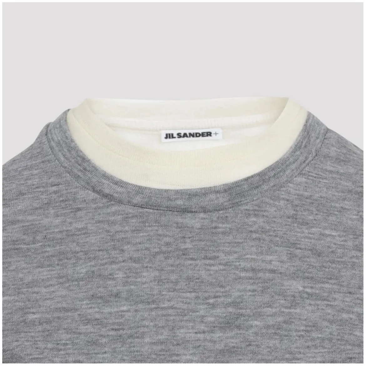 Jil Sander Heather Grey Knit Top With Off-White Accents Multicolor T-Shirt