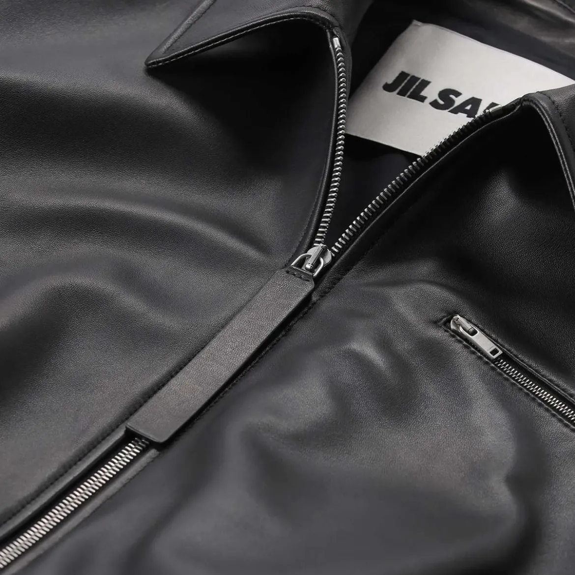 Jil Sander Jacke aus Leder schwarz Lederjacke