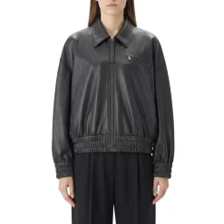 Jil Sander Jacke aus Leder schwarz Lederjacke