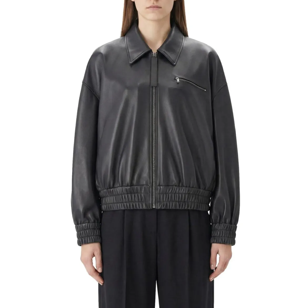Jil Sander Jacke aus Leder schwarz Lederjacke