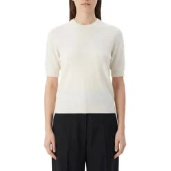 Jil Sander Kurzarmpullover aus Schurwolle weiß Pullover